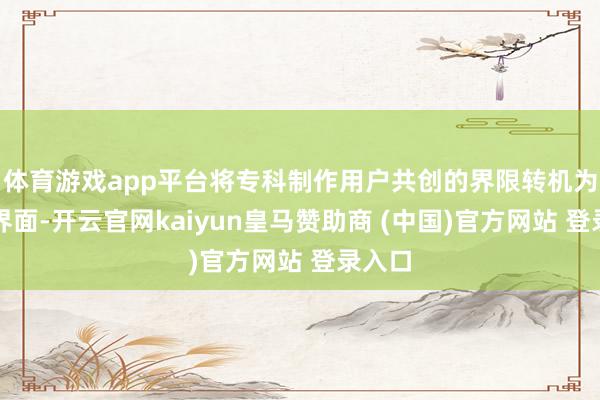 体育游戏app平台将专科制作用户共创的界限转机为和洽界面-开云官网kaiyun皇马赞助商 (中国)官方网站 登录入口