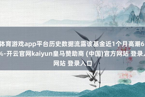 体育游戏app平台历史数据流露该基金近1个月高潮6.55%-开云官网kaiyun皇马赞助商 (中国)官方网站 登录入口