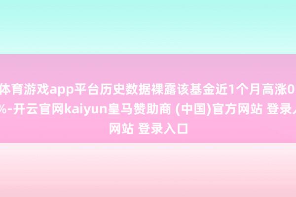 体育游戏app平台历史数据裸露该基金近1个月高涨0.19%-开云官网kaiyun皇马赞助商 (中国)官方网站 登录入口